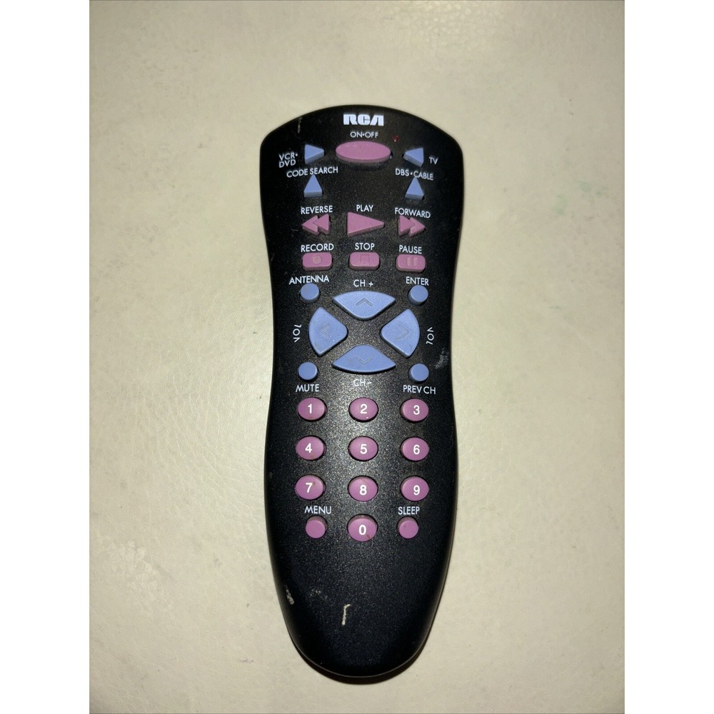RCA‎ Universal Remote Control Black Good Purple Blue Buttons VCR DVD TV Cable